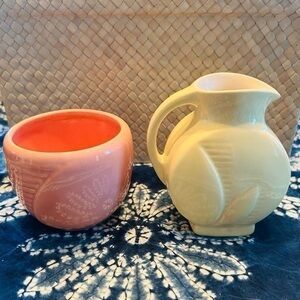Red Wing Pottery Pastel Fondosa Cream and Sugar 1938